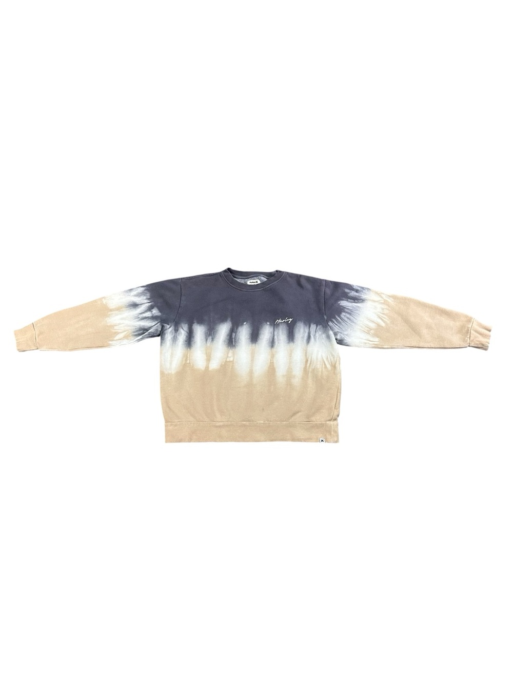 Hurley Tie Dye Crewneck Sweatshirt Beige Gray Fleece Pullover Womenâs XS